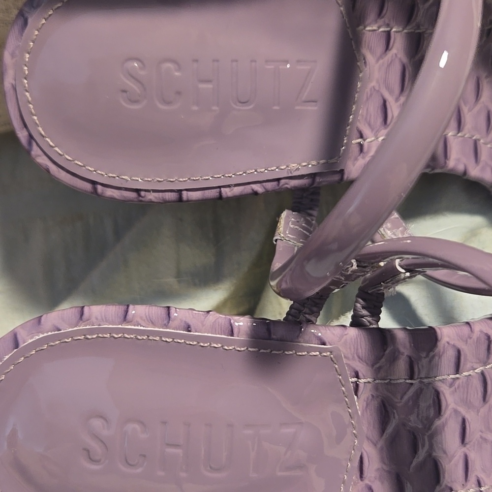 Schutz-Leather Heeled Sandals 'Lover Mid' In Orchid-Size 6.5 - Picture 11 of 17